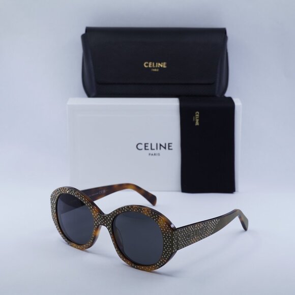 Celine CL4240IS 53A Sunglasses Shiny Havana with Gold Studs Embellishment Frame main image 10